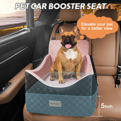 Joejoy elevated dog car seat with dual-sided fabric for summer cool and winter warmth.