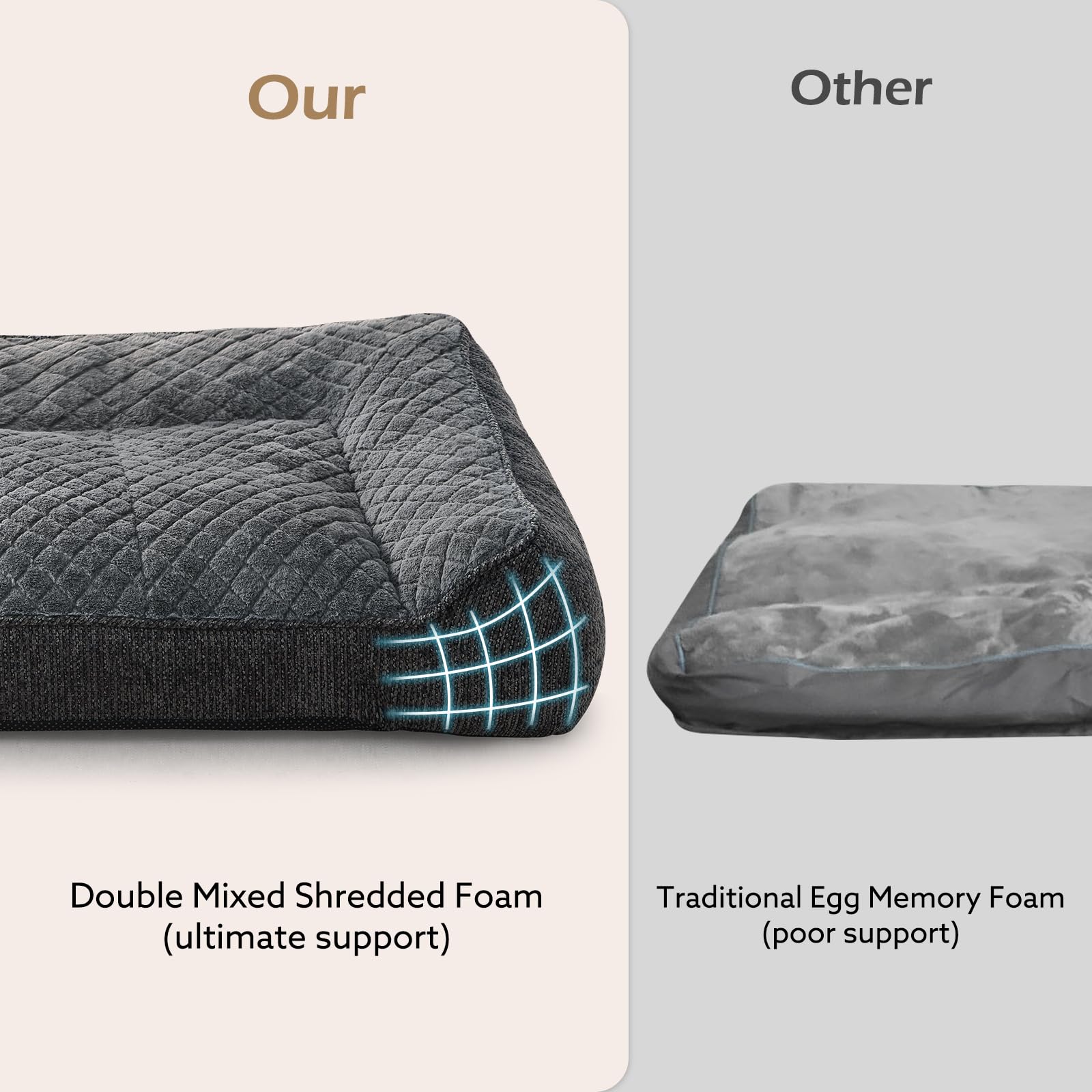 JOEJOY grey bed with bolster sides complements home décor