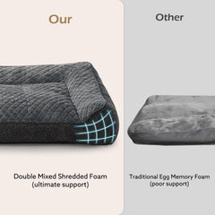 JOEJOY grey bed with bolster sides complements home décor