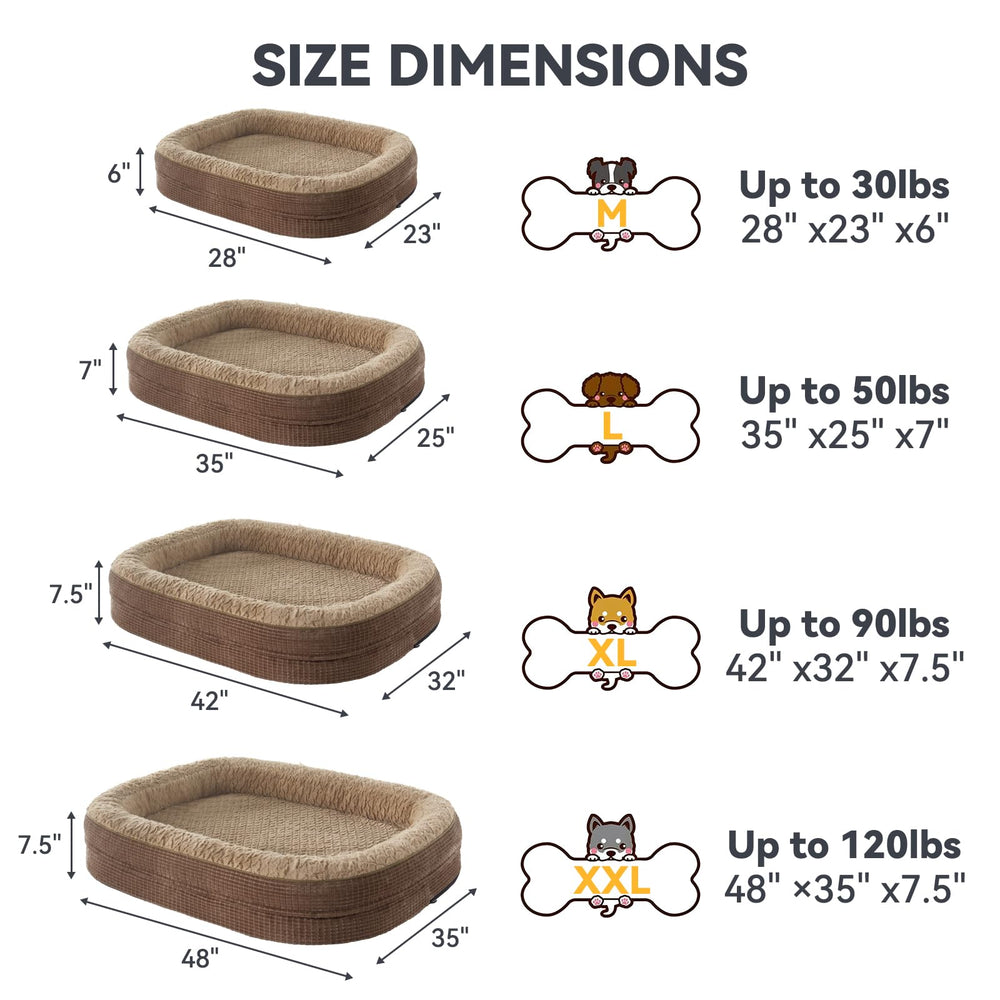 JOEJOY large 48x35 inch bed fits big breeds and provides space to stretch