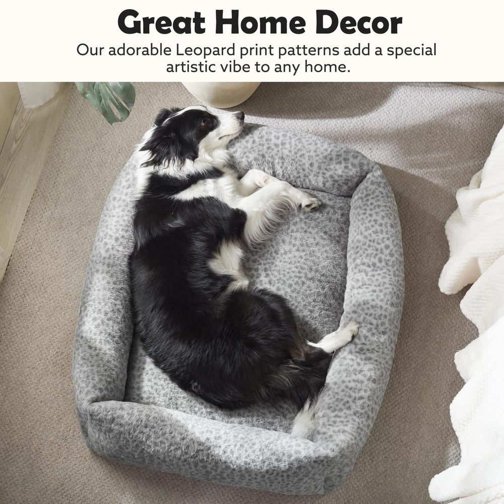 JOEJOY leopard dog bed removable cover zipper enables easy washing