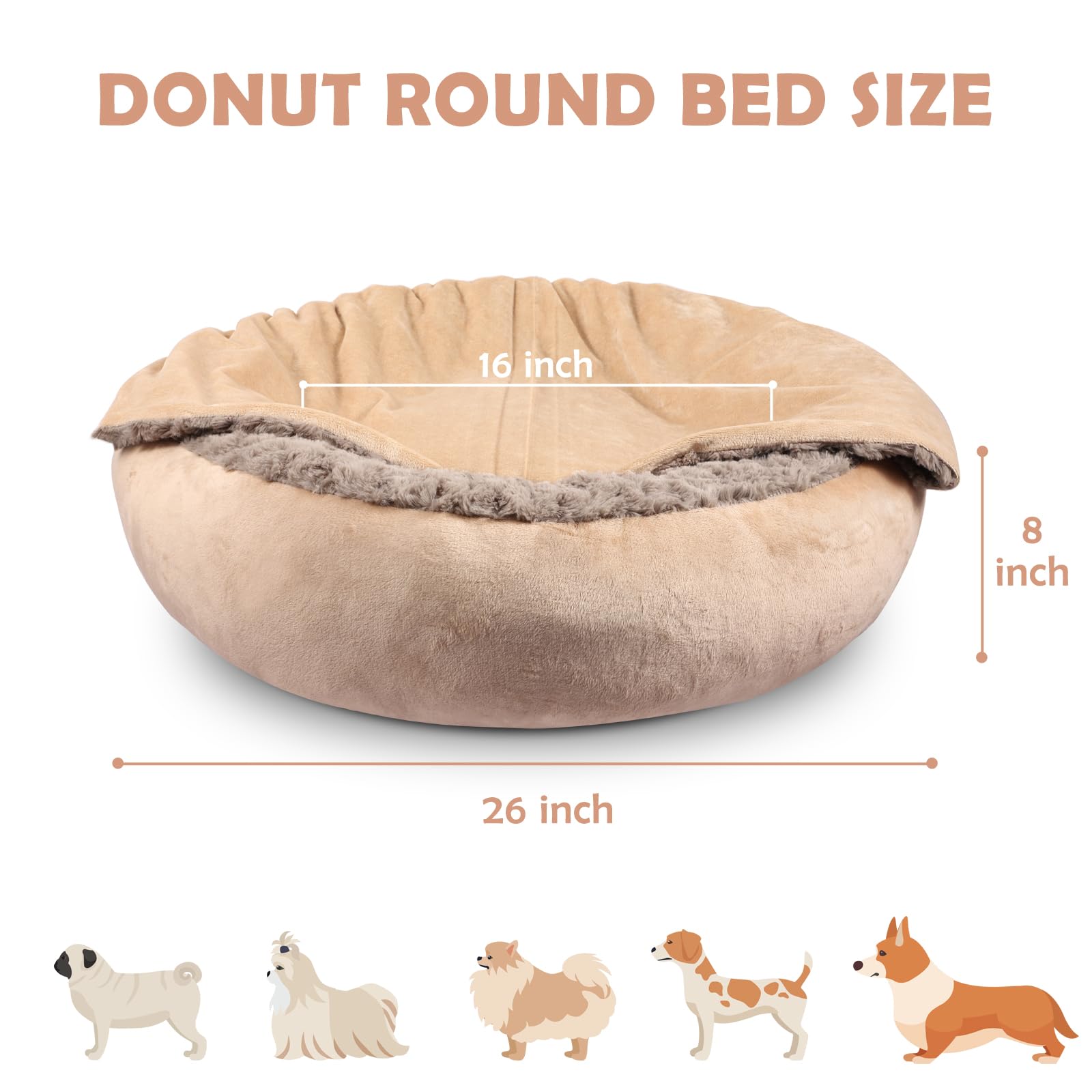 JOEJOY medium-size donut bed fits dogs up to 28 lbs.