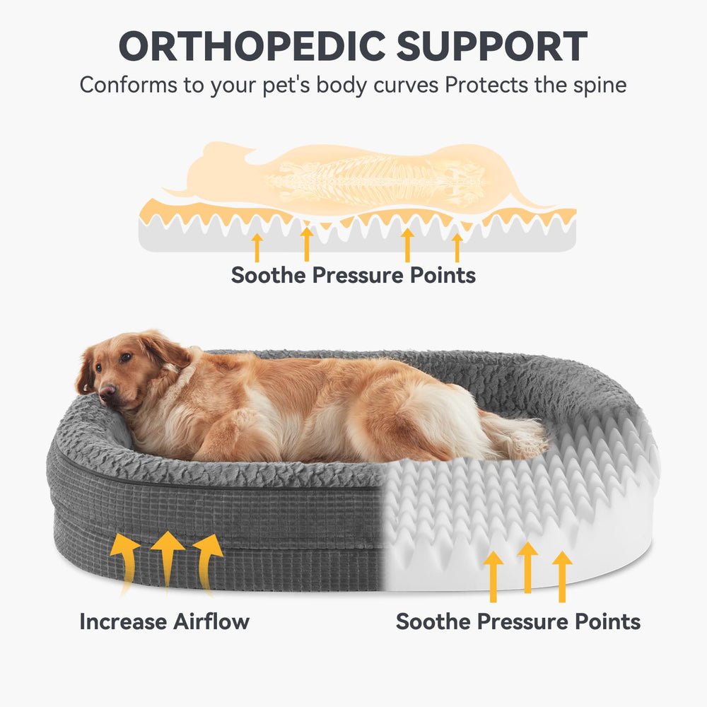 JOEJOY bed with 360-degree bolster for secure head and neck support.