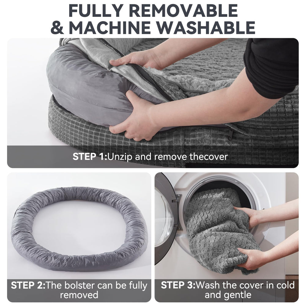 JOEJOY grey orthopedic bed suitable for medium breeds and calm nights.