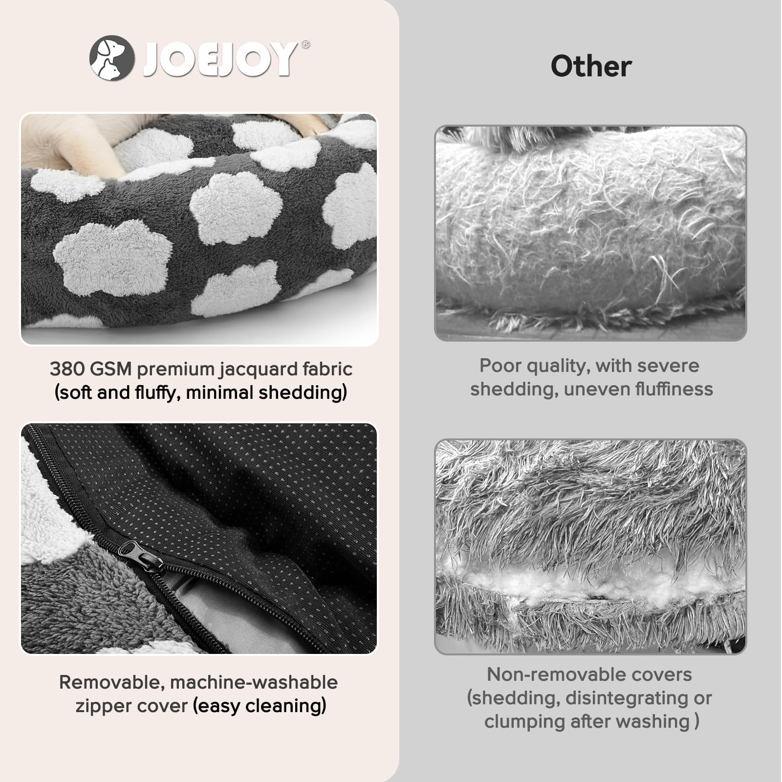 JOEJOY orthopedic donut foam core supports comfortable resting.