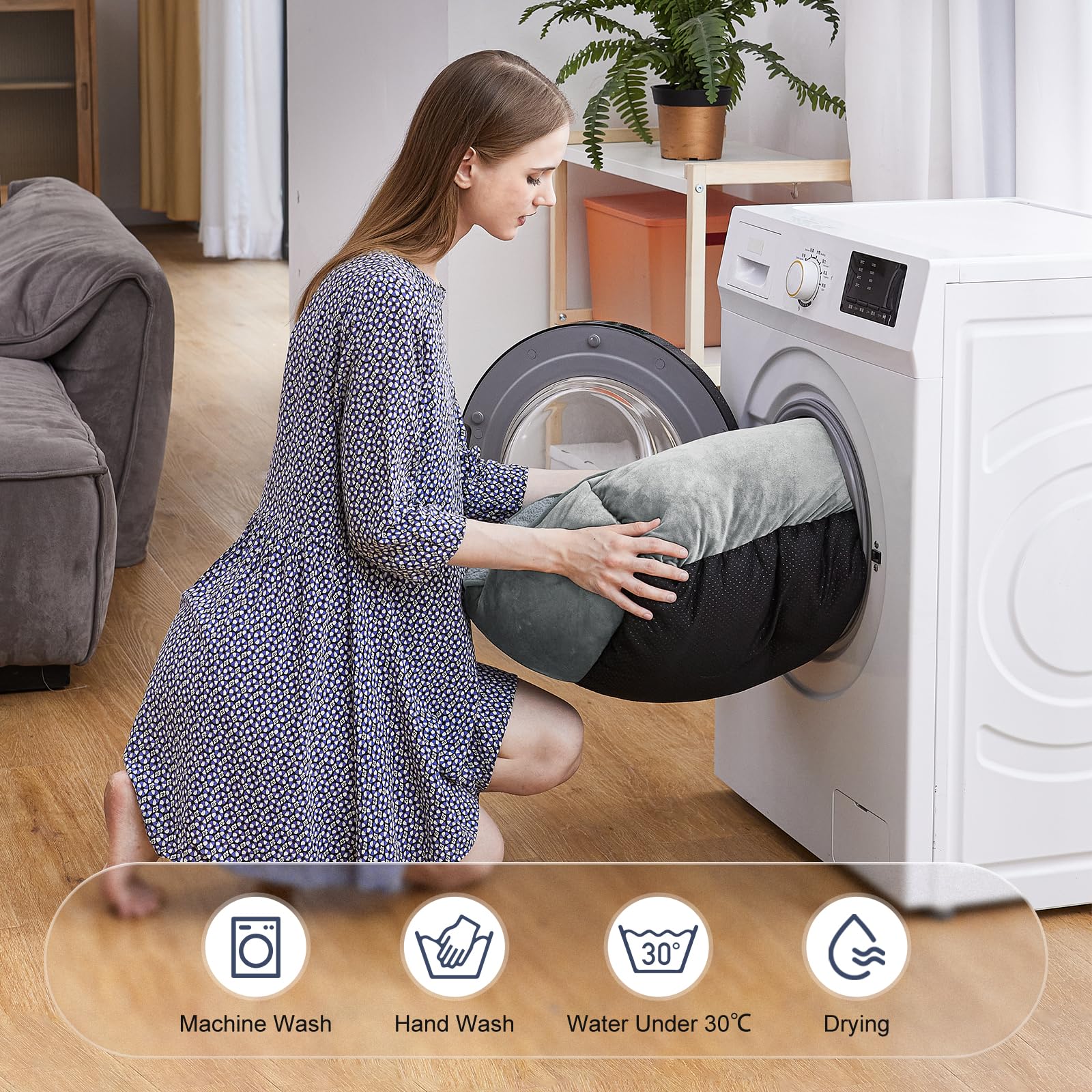 JOEJOY rectangle dog bed machine washable for easy cleanup