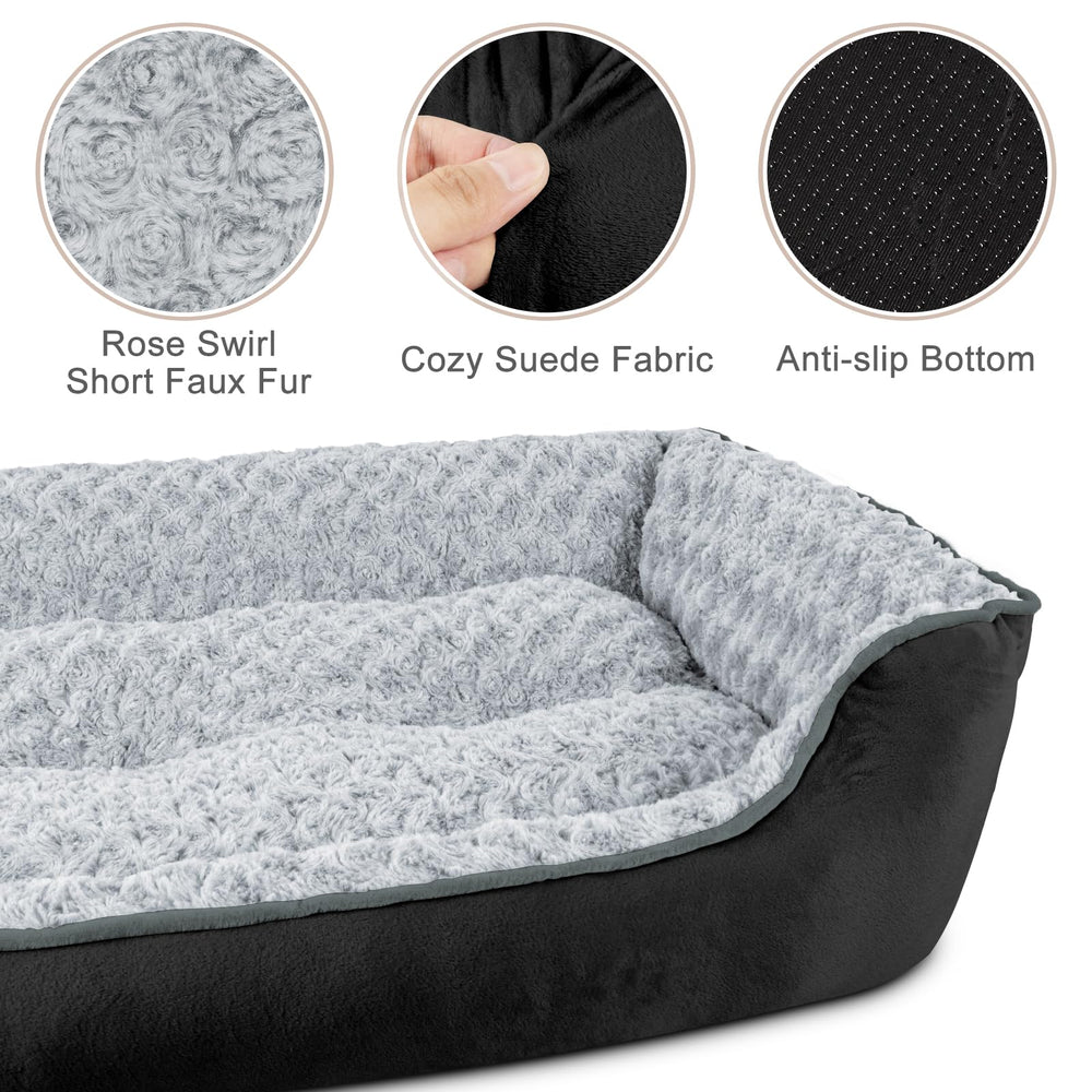 JOEJOY rectangle dog bed: non-slip bottom keeps it in place.