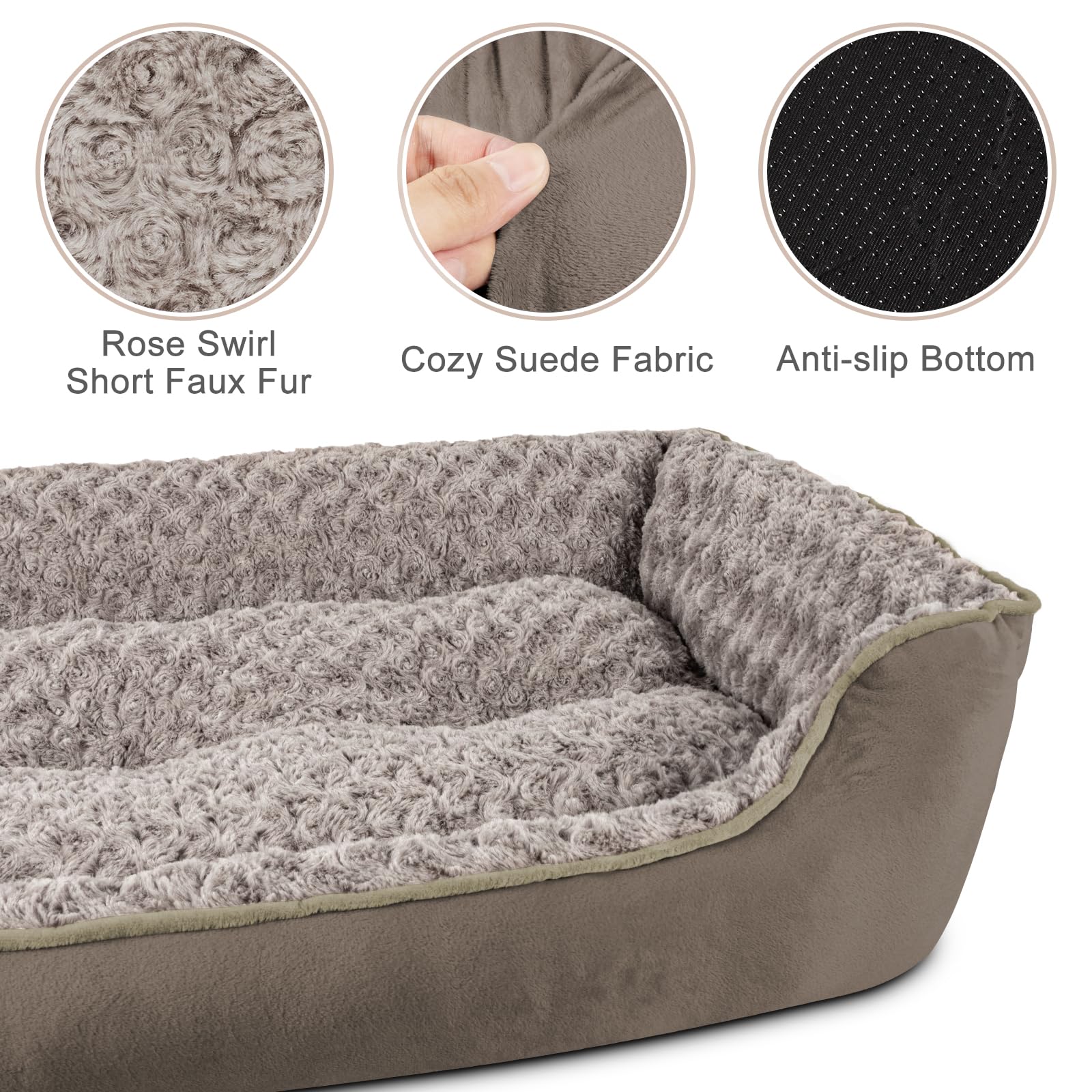JOEJOY Rectangle Dog Bed non-slip bottom keeps the bed steady