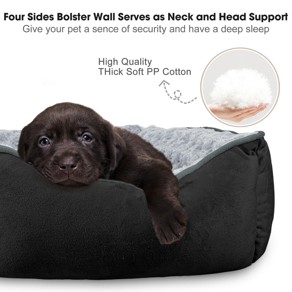 JOEJOY rectangle dog bed showing pillow-like structure for relaxed lounging.