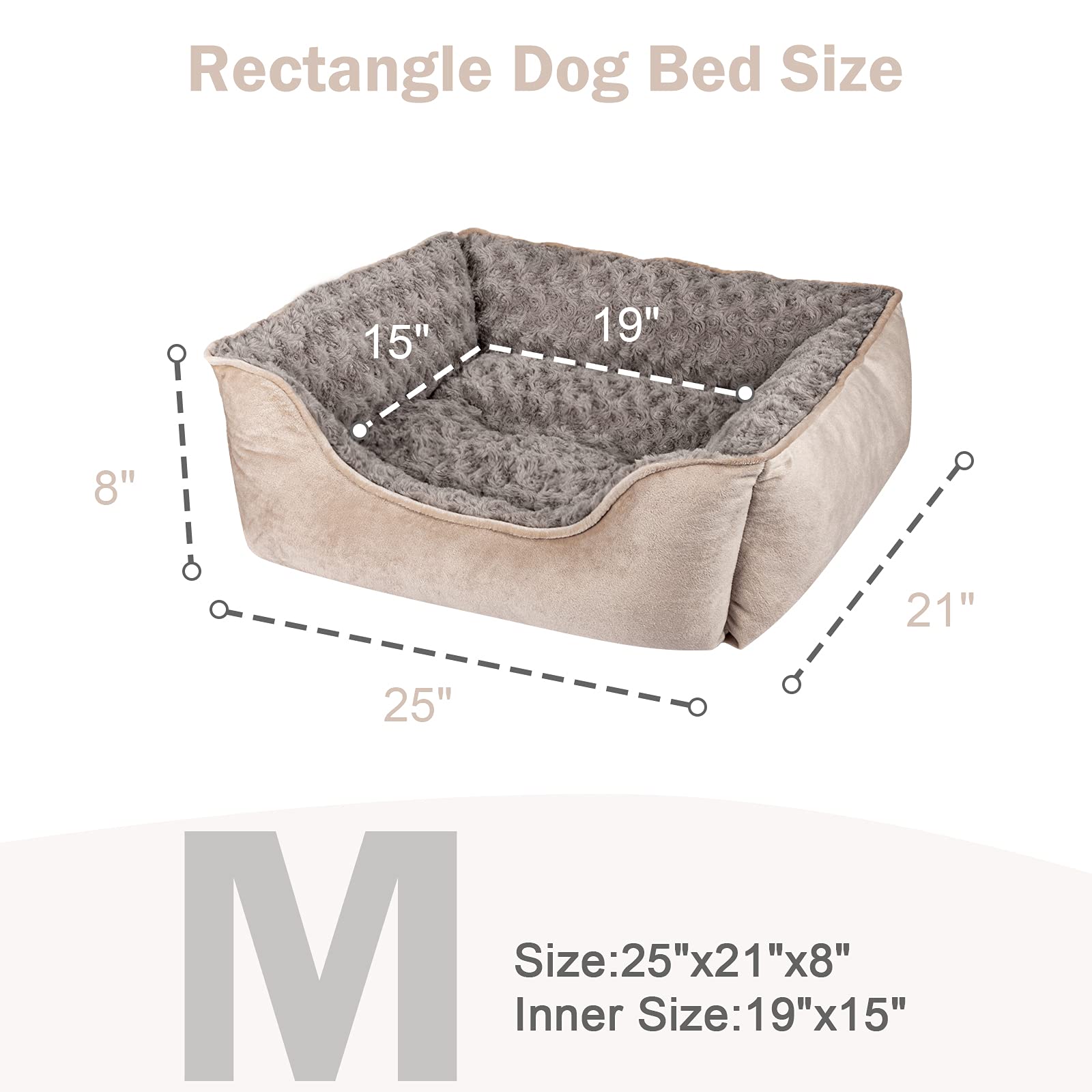 JOEJOY rectangle dog bed with soft faux fur cover for plush warmth.