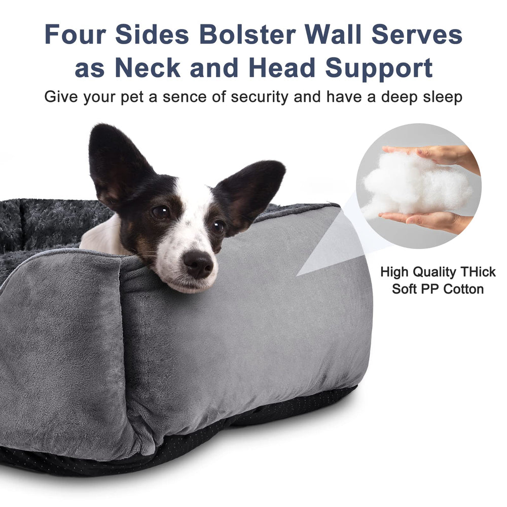 JOEJOY Rectangle Dog Bed with soft-faux-fur exterior offers luxurious warmth.