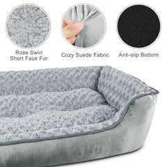 JOEJOY rectangle dog bed soft suede interior warm and inviting.