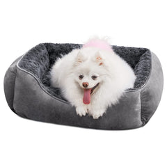 JOEJOY Rectangle Dog Bed top view with raised walls for neck support