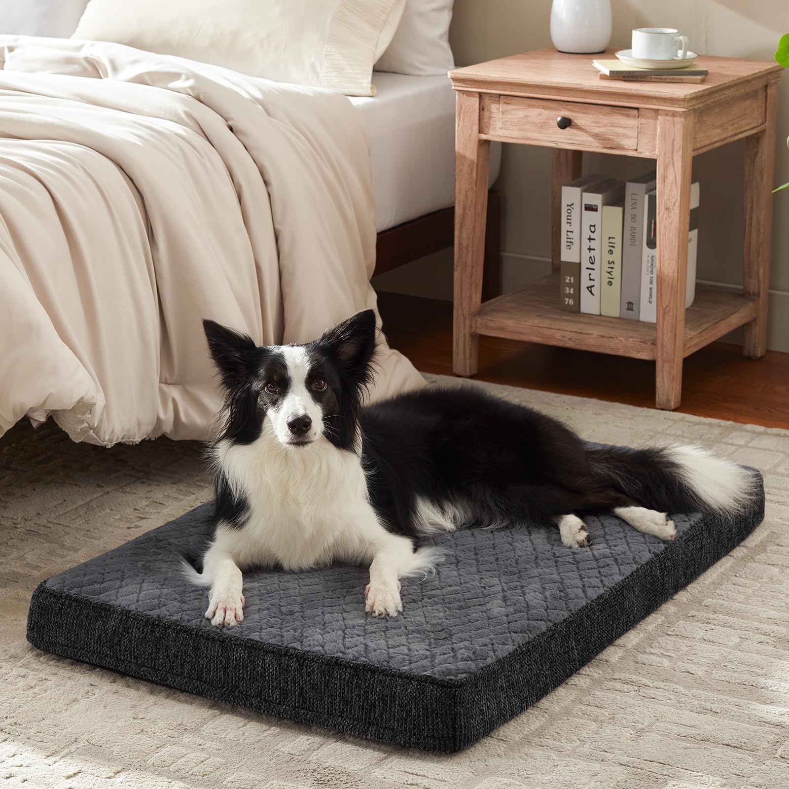 JOEJOY dog bed removable cover shown for easy washing and cleaning