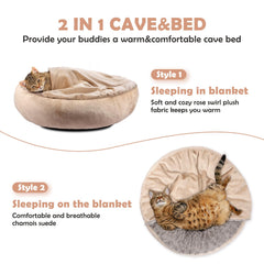 JOEJOY size S 23-inch cave bed fits small pets
