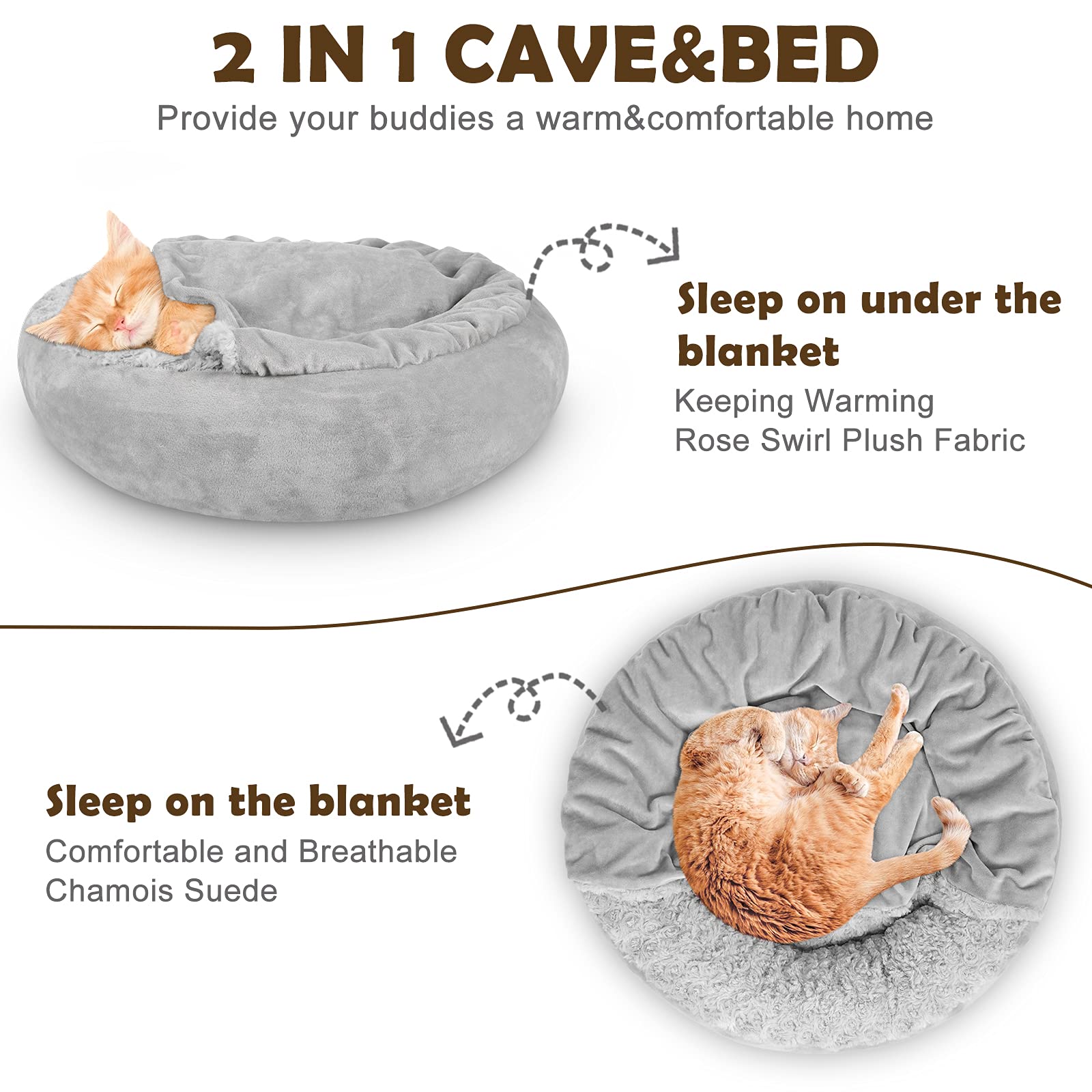 JOEJOY Two-size-options dog bed in S and M for small and medium dogs.