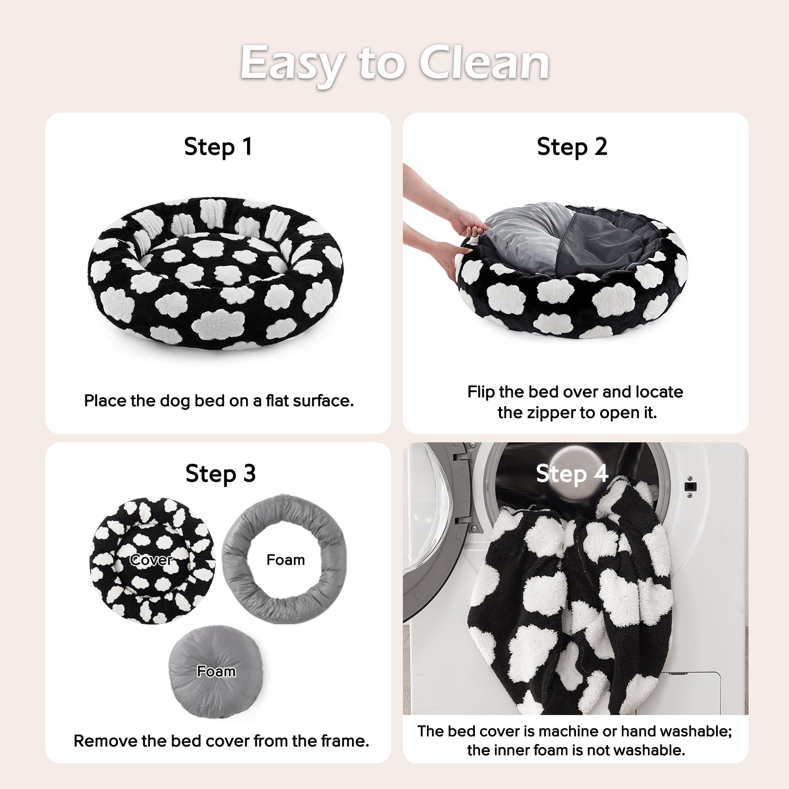 JOEJOY Removable washable cover keeps the bed clean with ease.
