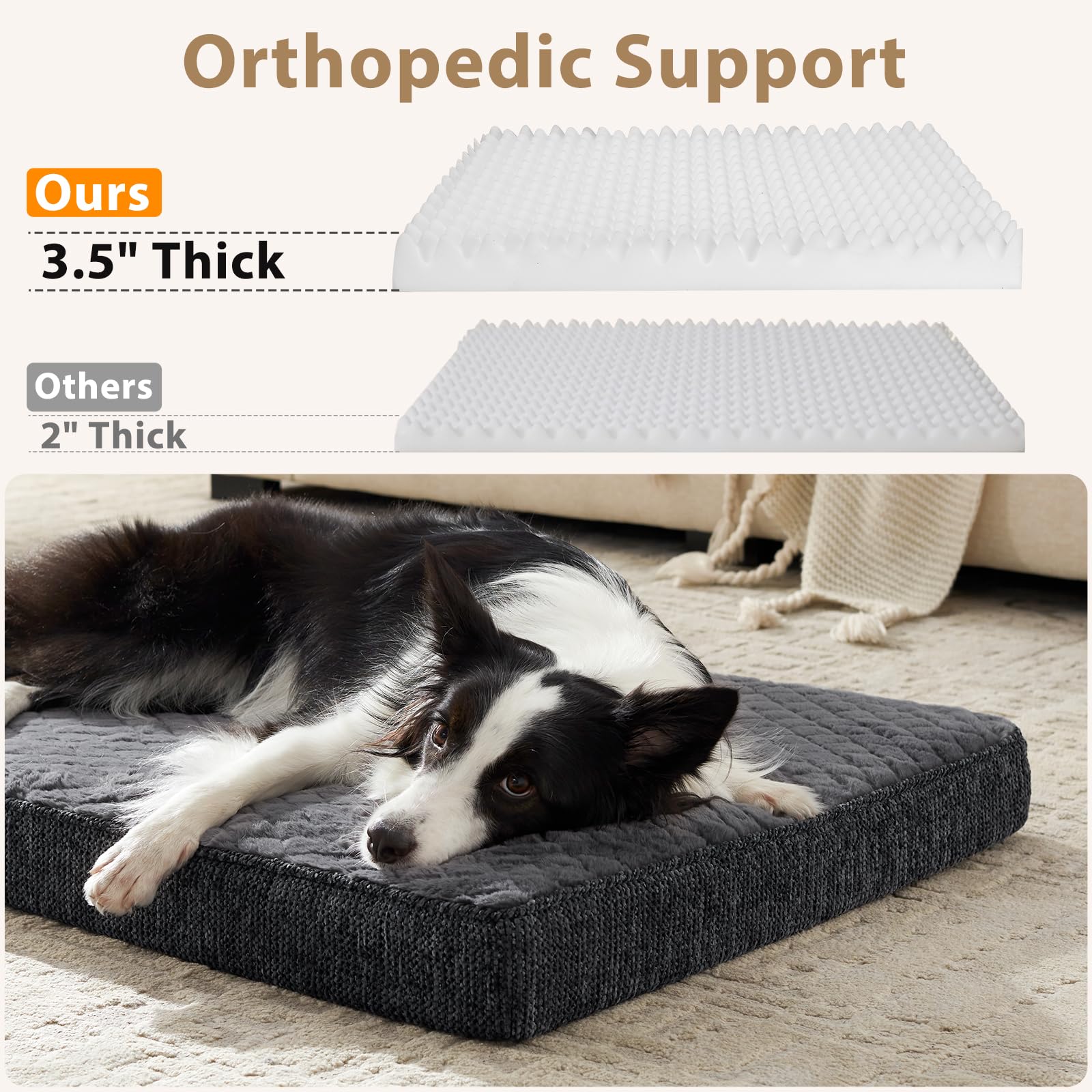 Plush grey fabric on the JOEJOY XL bed adds cozy warmth.