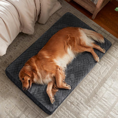 JOEJOY XL bed shows waterproof liner protecting foam from accidents.