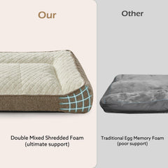 JoeJoy XL Orthopedic Dog Bed foam detail highlights double shredded foam