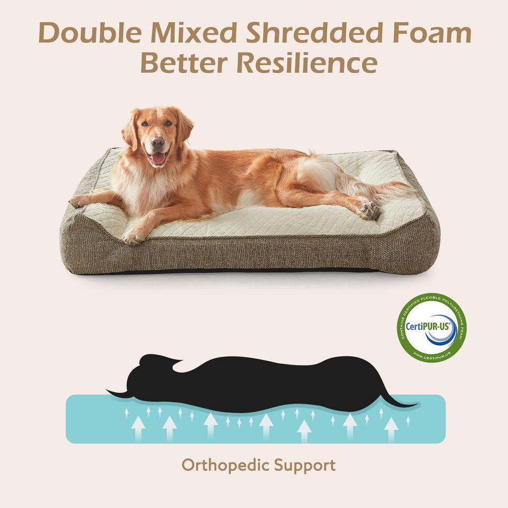 JoeJoy XL Orthopedic Dog Bed rear view with raised edge for comfort