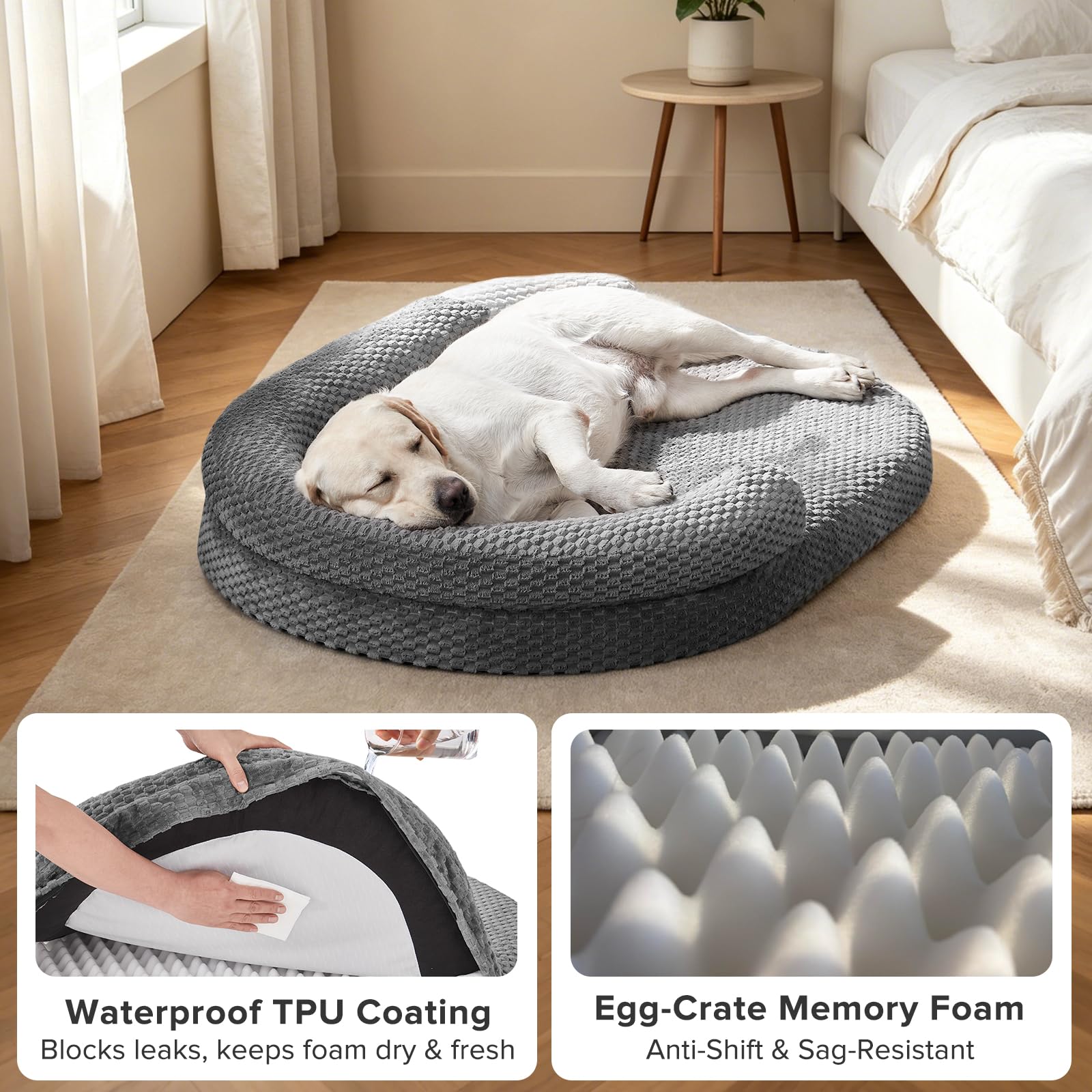 JOEJOY XL waterproof removable cover protects foam and simplifies cleaning.