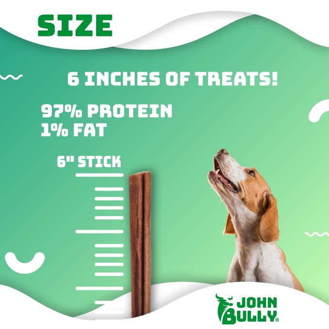 Premium-grade John Bully collagen stick on display for pet owners.