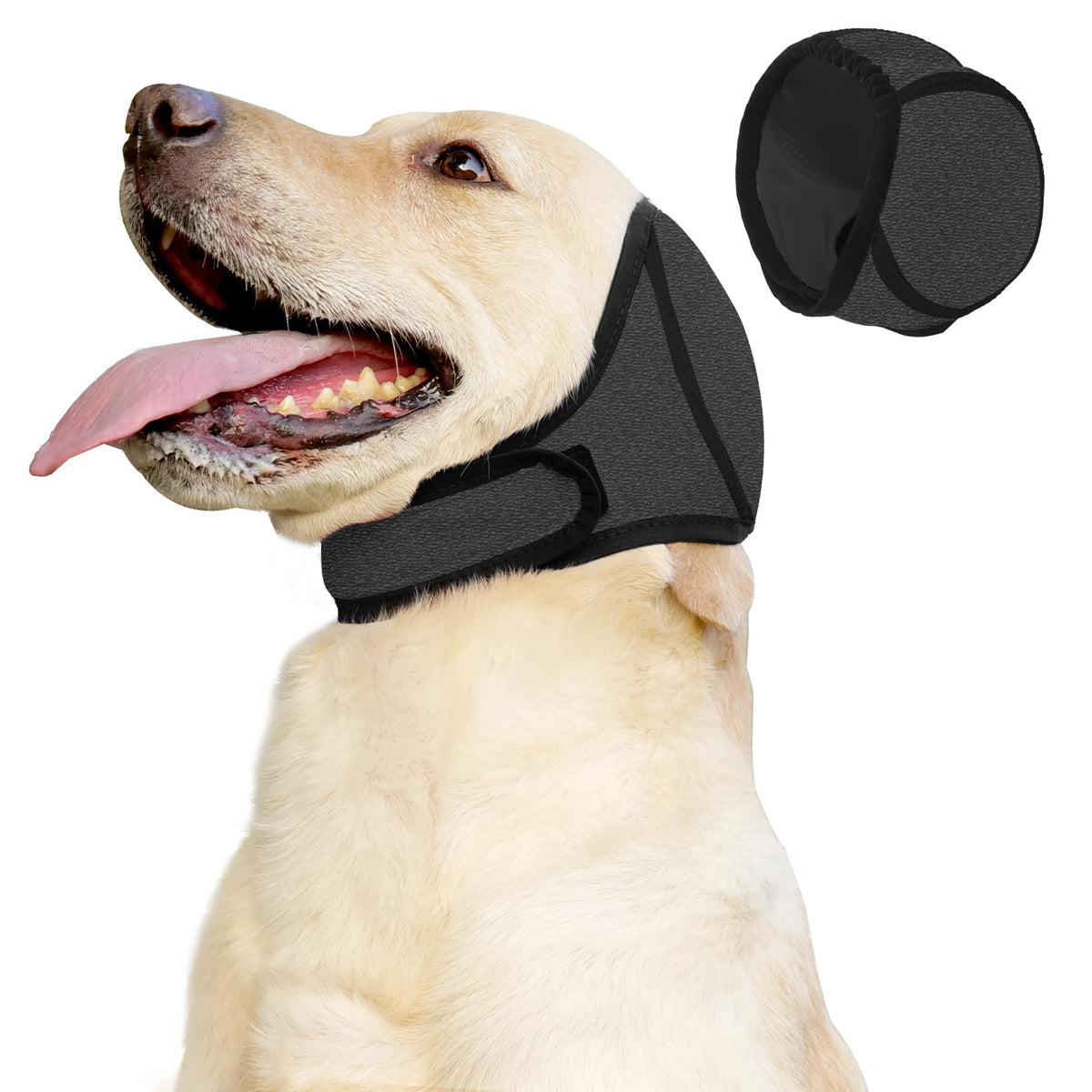 JOHNBOLIN dog ear muffs grey close-up show warmth and calming fit.