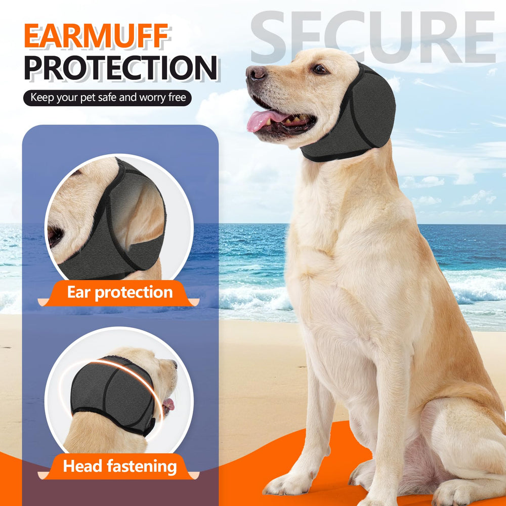 JOHNBOLIN ear wrap with sound insulation for secure dogs in noisy environments.