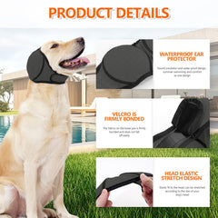 JOHNBOLIN no shake ear wrap grey worn during grooming for calmer sessions.