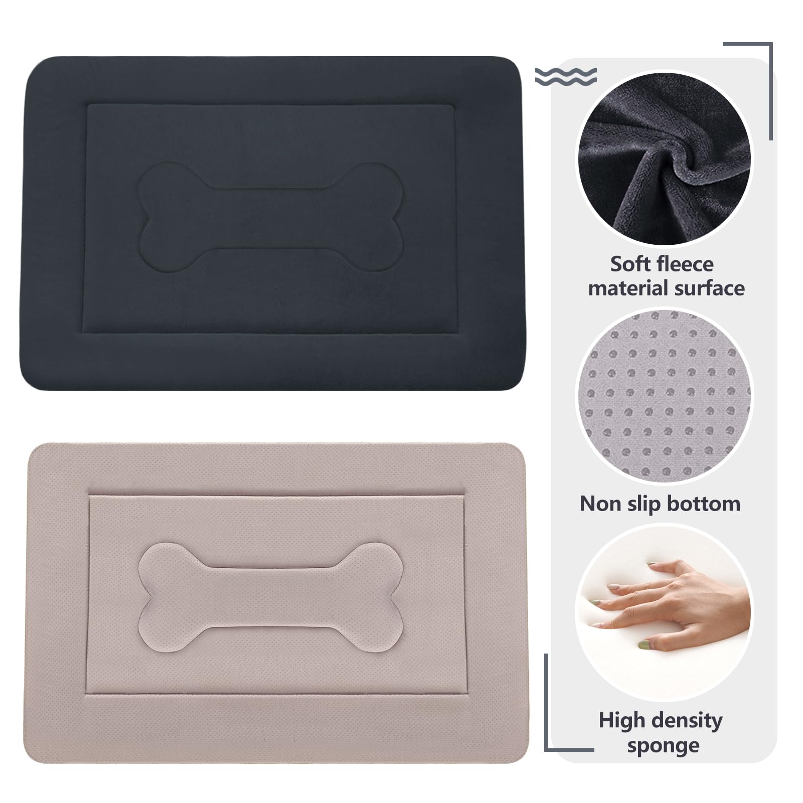 JoicyCo crate pad with non-slip bottom stays in place on floors
