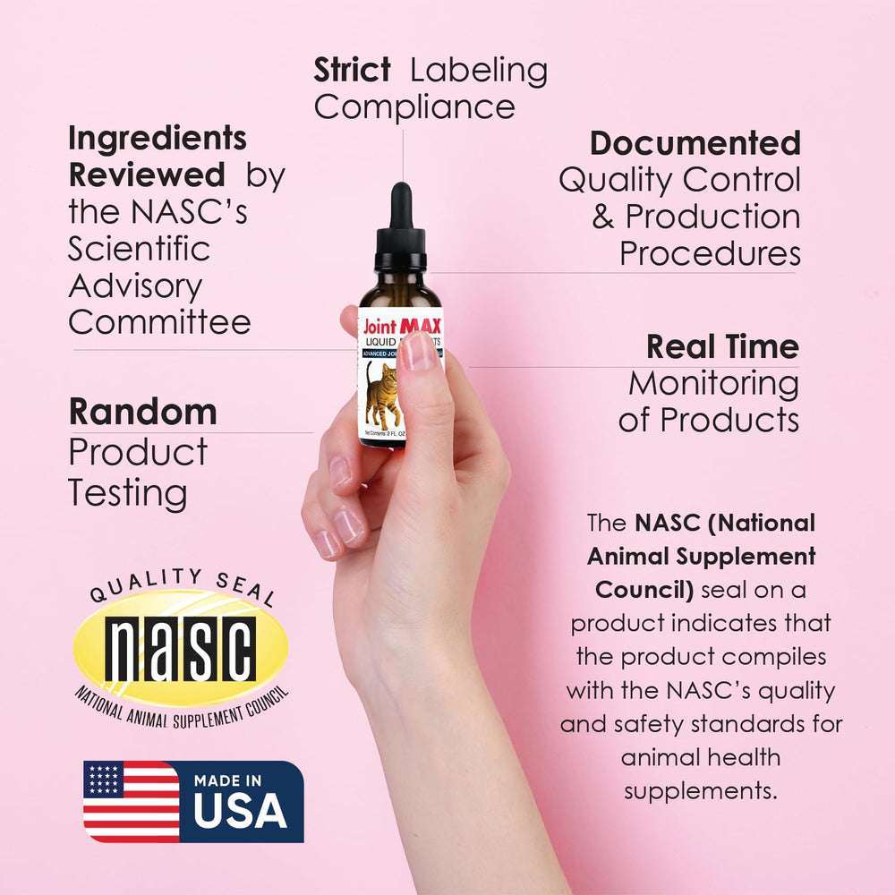 Joint Max Liquid for Cats USA-made packaging with NASC style