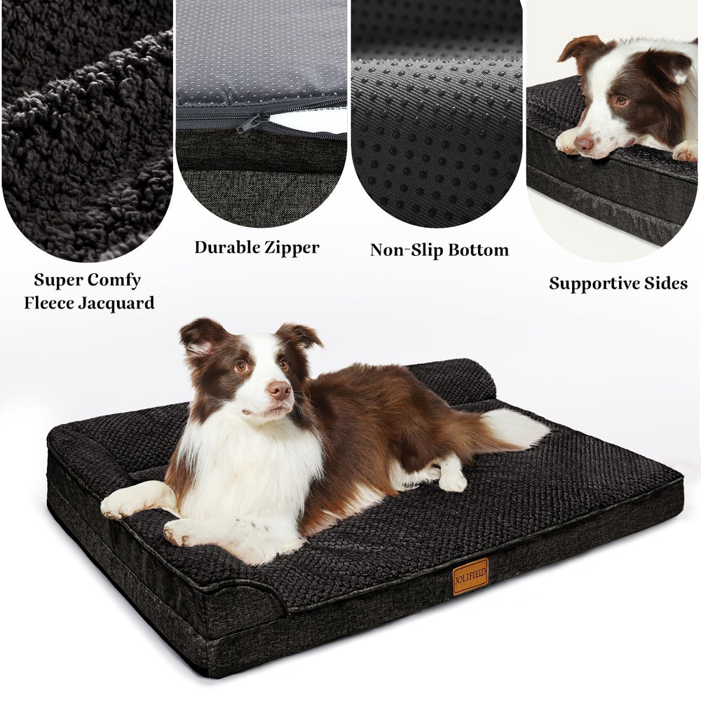 Jolifield large 36x24 inch bed for bigger dogs in black