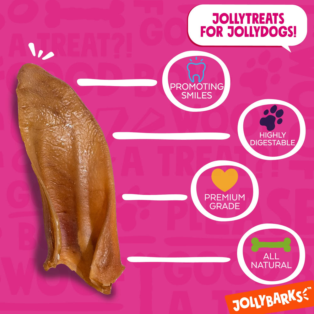 Jolly Barks pig ears sourced from grass-fed pigs with no hormones.