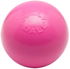 Jolly Pets Bounce-N-Play 8-inch pink ball, side view, durable for kicking and chasing.