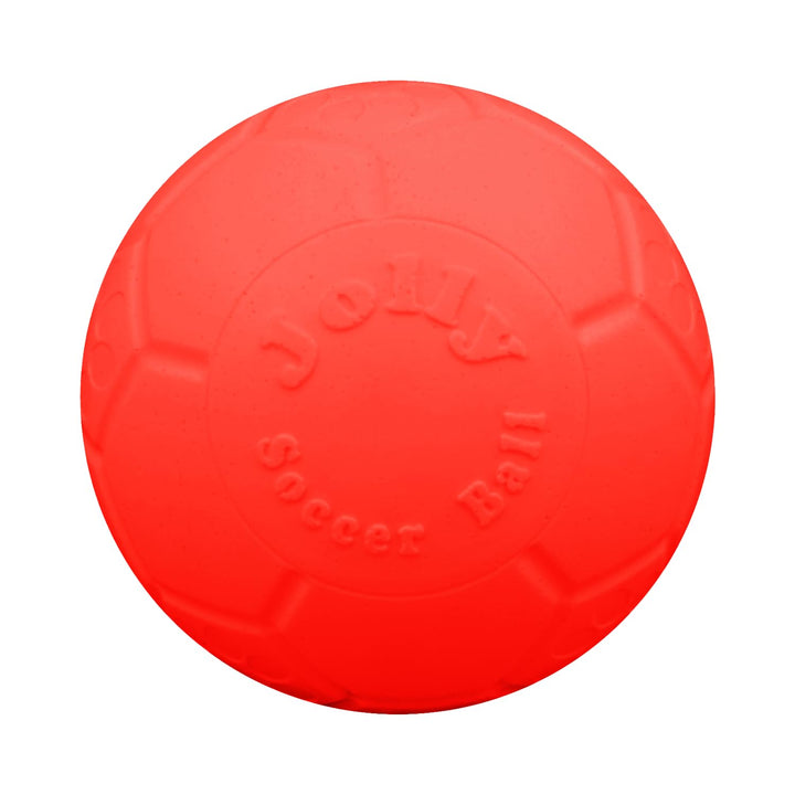 The large orange Jolly Pets ball floats for water retrieval and fetch.