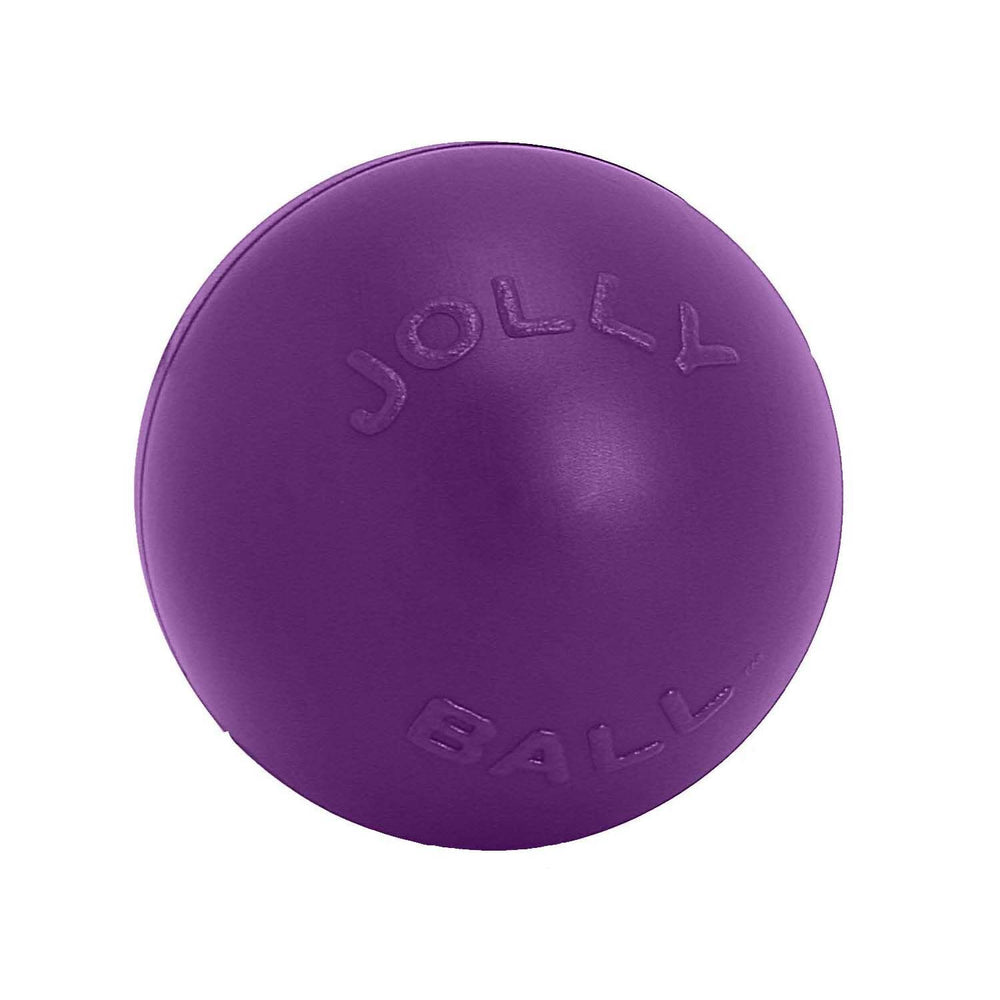 Jolly Pets Push-n-Play Ball Toy 14in red in use, stimulates activity and rewards curiosity.