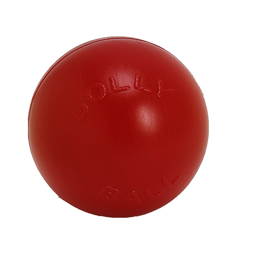 Jolly Pets Push-n-Play Ball Toy 14in red rolling action, encourages interactive play.