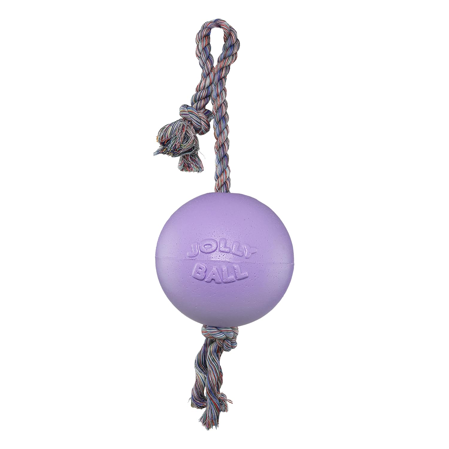 Jolly Pets Romp-n-Roll rope-ball dog toy, 6-inch ball, ideal for fetch and tug