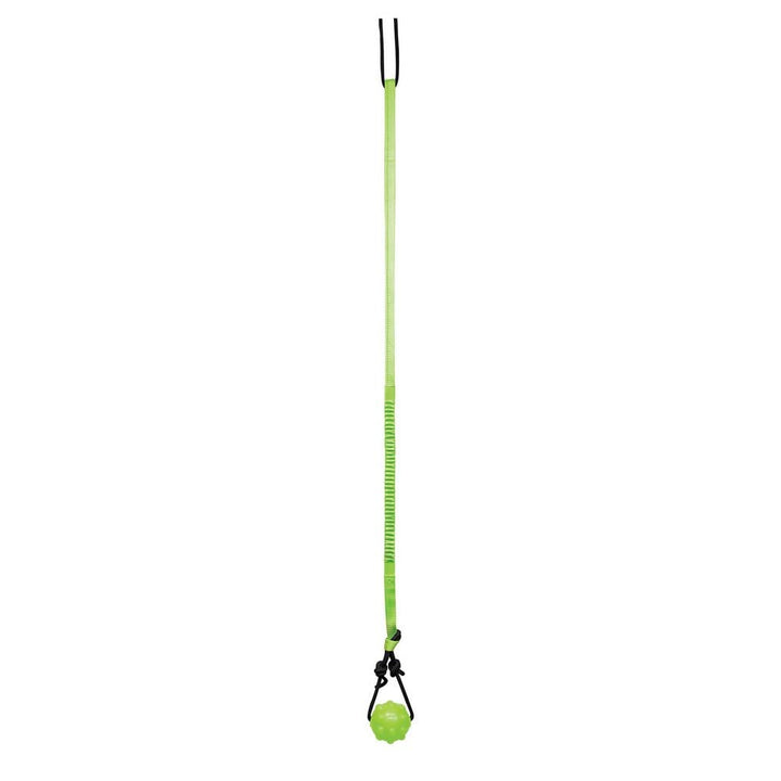 Jolly Pets Tree Tugger Green side view showing adjustable height for solo play