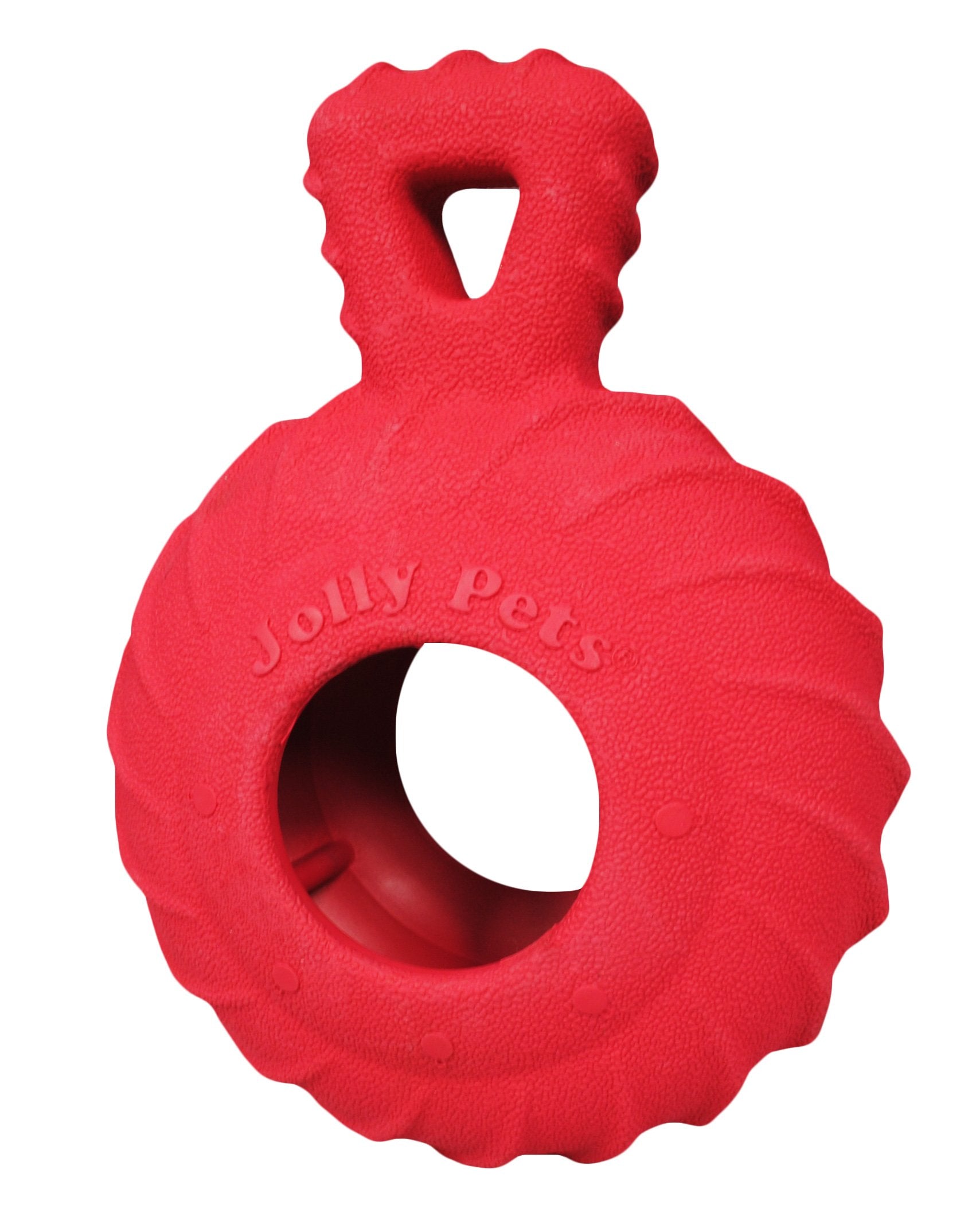 Jolly Pets Tuff Treader handle close-up shows durable chew for strong chewers