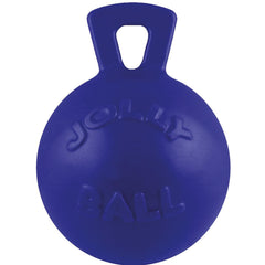 Jolly Pets Tug-N-Toss blue ball with built-in handle for versatile play.