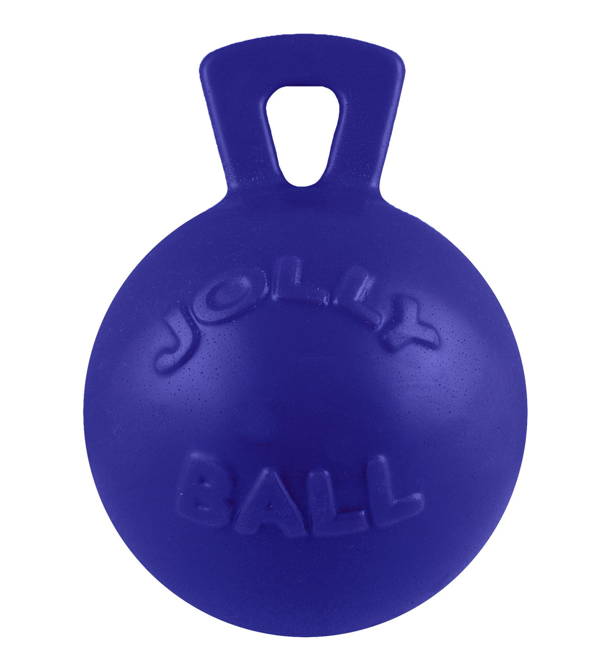 Jolly Pets Tug-n-Toss ball with handle in blue for interactive fetch and tug.