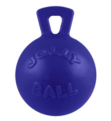 Jolly Pets Tug-n-Toss ball with handle in blue for interactive fetch and tug.