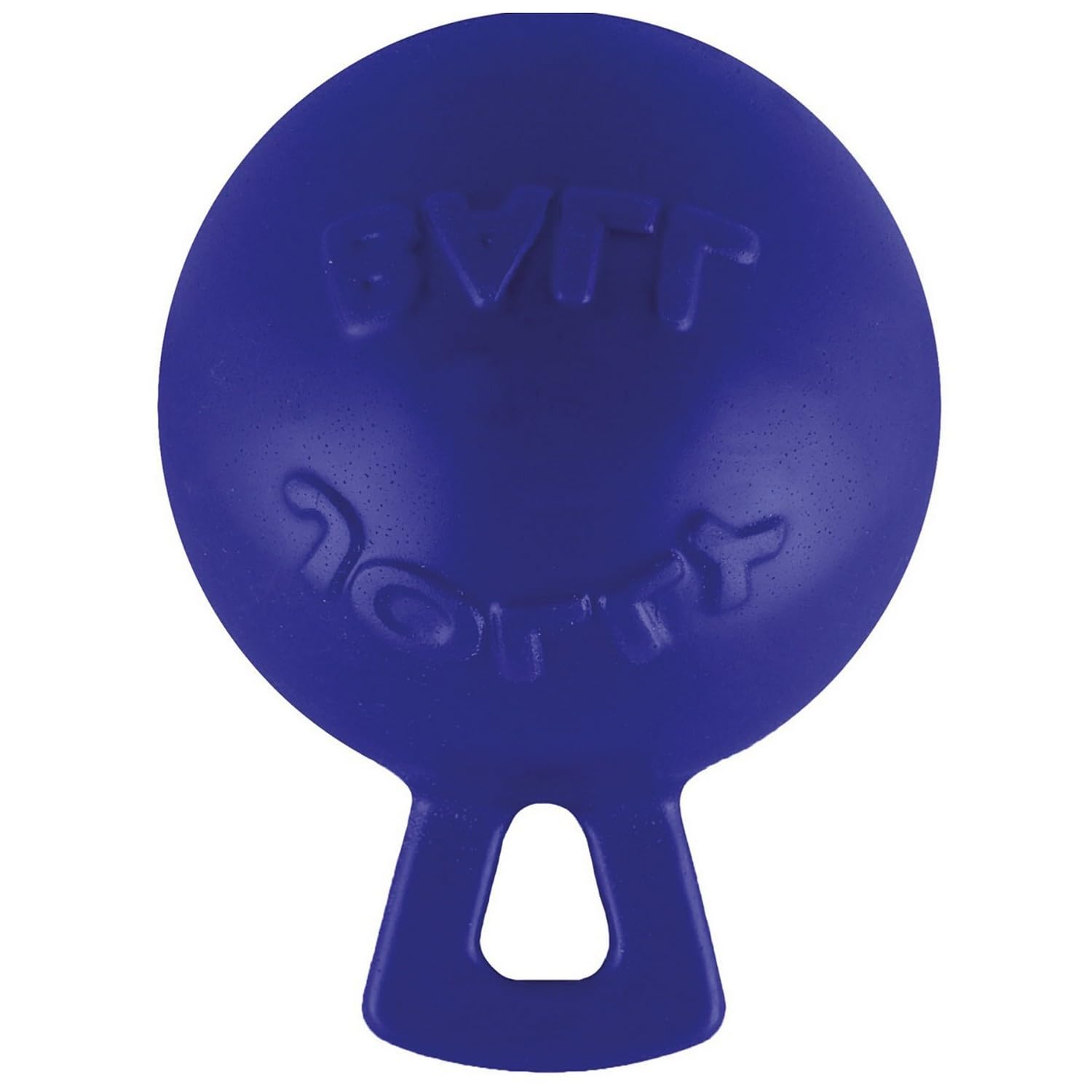 Jolly Pets Tug-n-Toss durable handle improves grabbing and throwing.