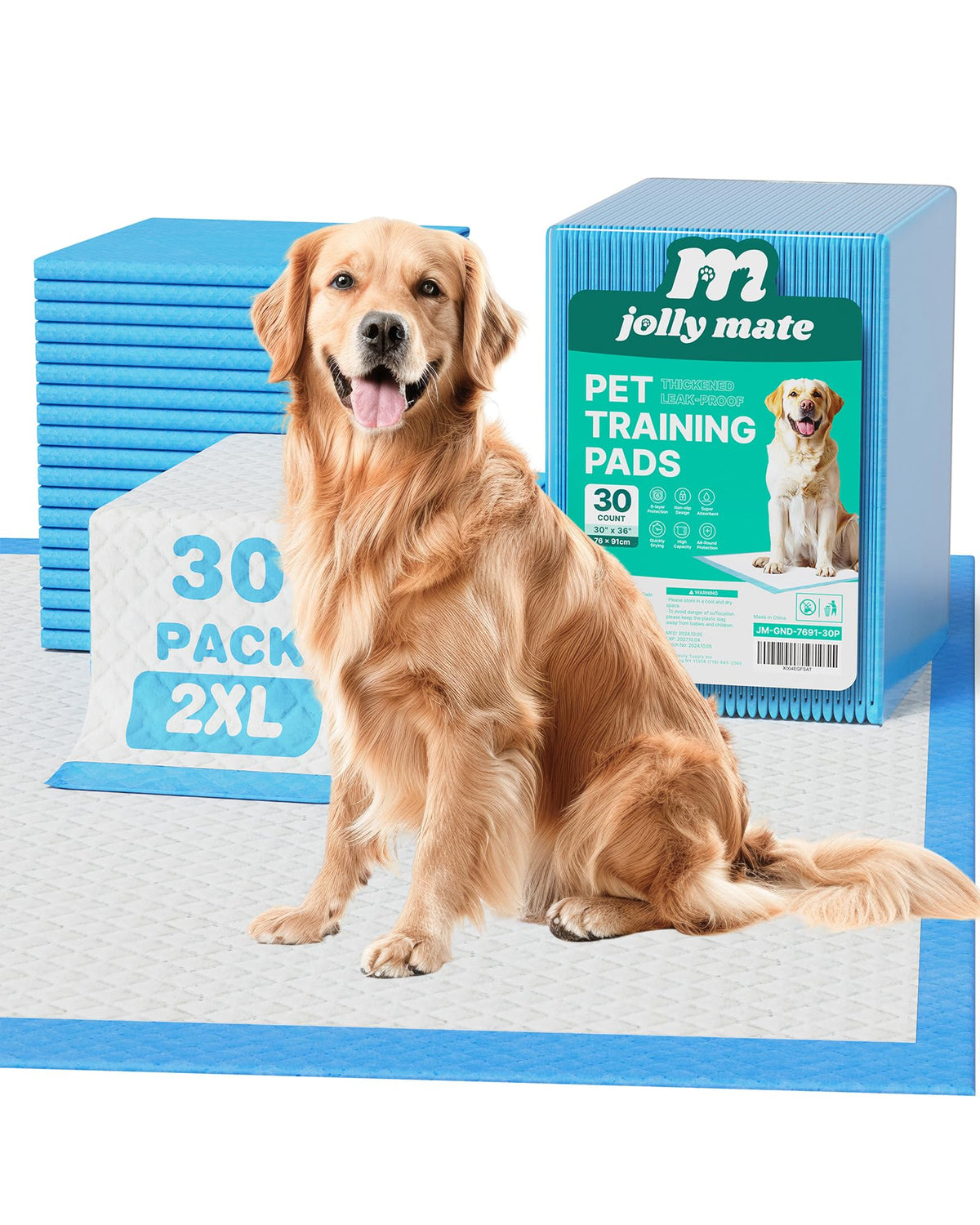 JollyMate XXL 30x36 pad pack shot showing size for large dogs