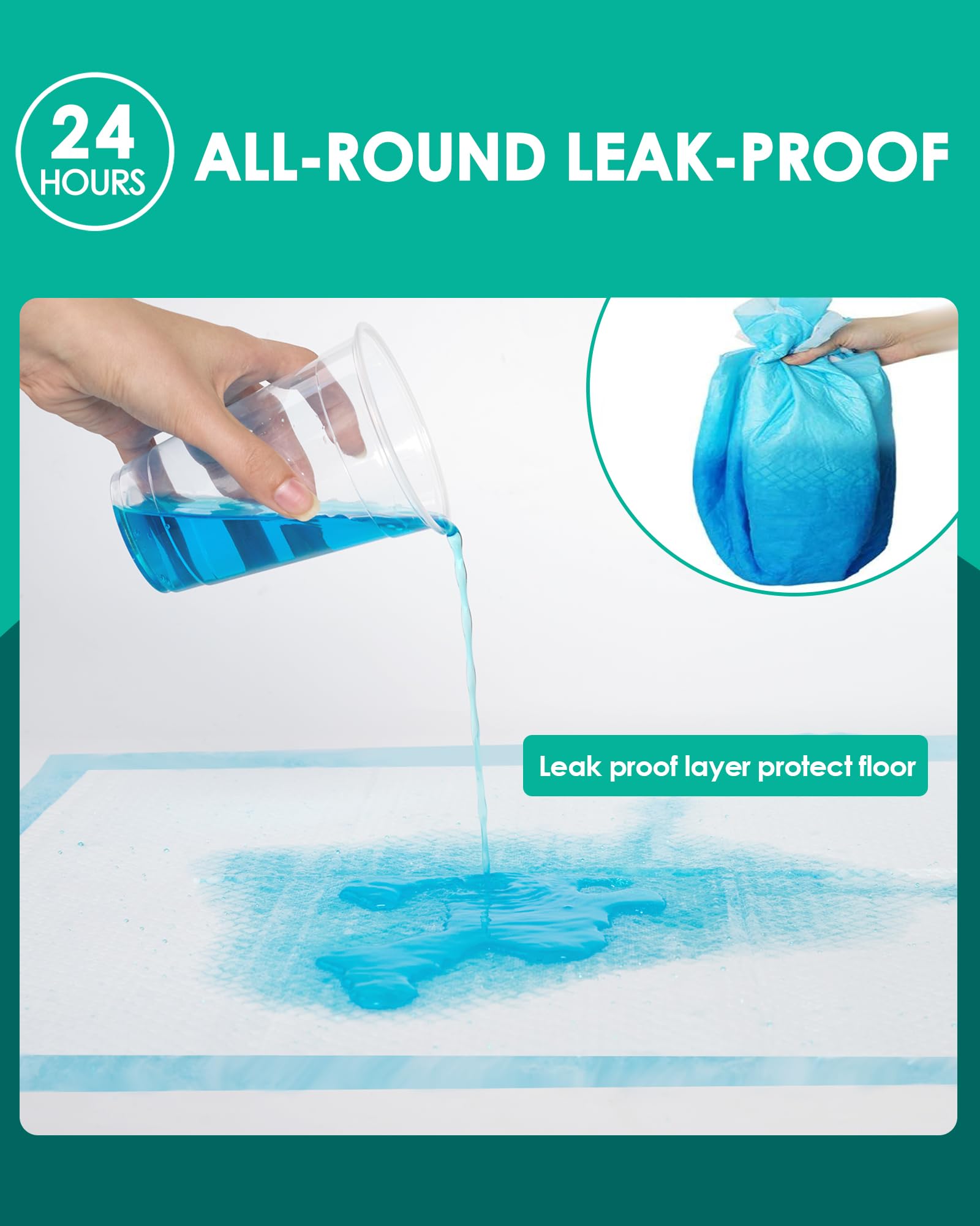 JollyMate Punny Pee Pads leak-proof bottom prevents floor stains.