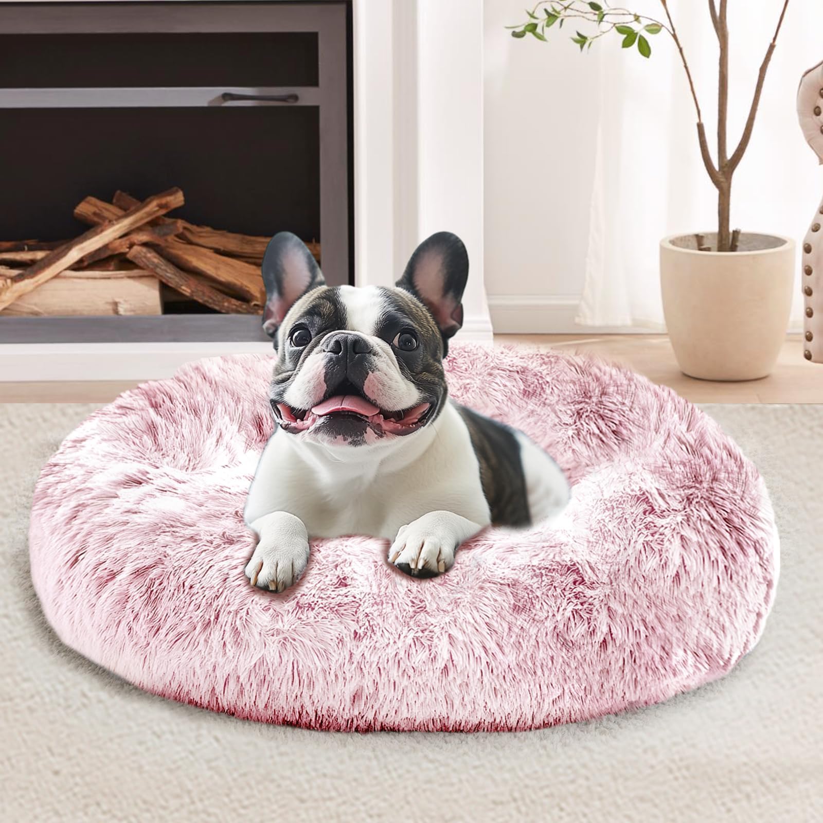 JOLLYVOGUE calming bed donut top view, inviting round shape for cozy naps.