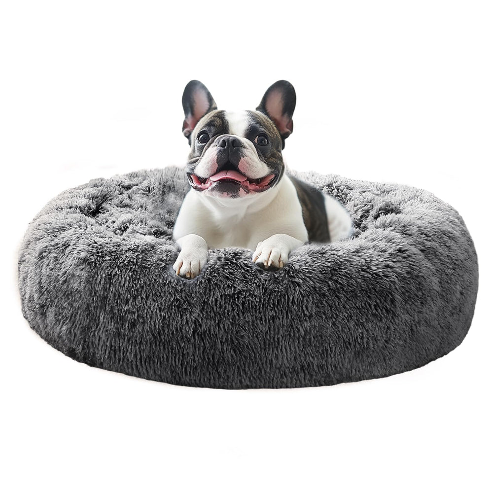 JOLLYVOGUE calming donut dog bed 36in for large dogs offers cozy, secure rest.