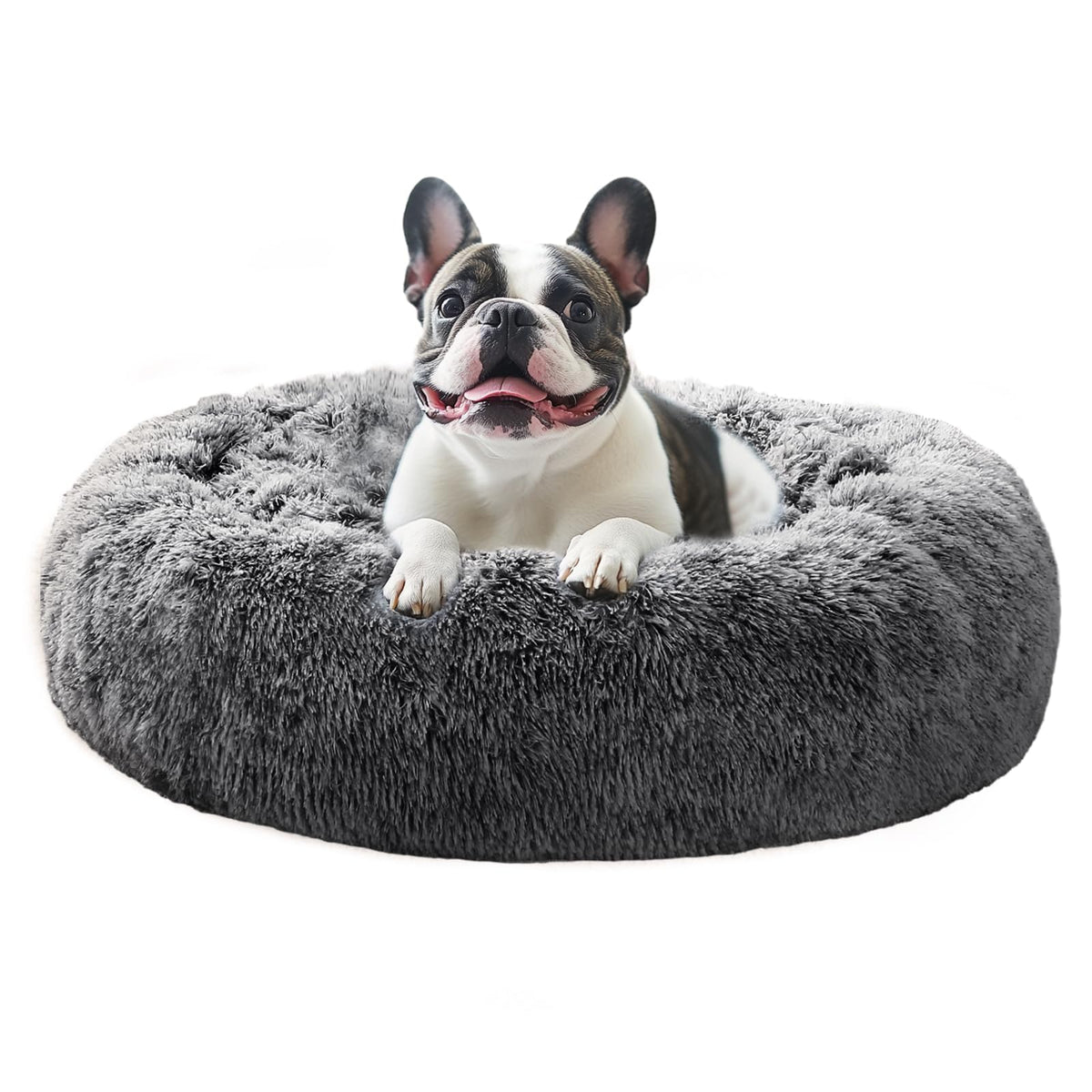 JOLLYVOGUE calming donut dog bed 36in for large dogs offers cozy, secure rest.
